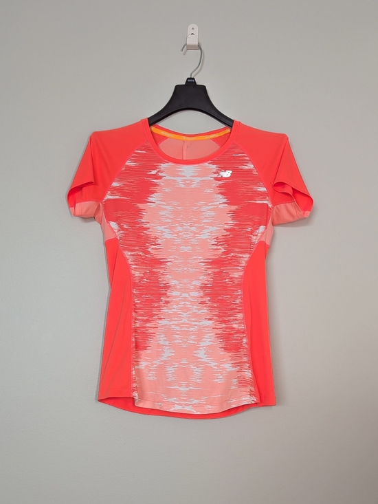 New Balance Tops - New Balance NBIce Running Shirt, Coral Pink Graphic, Mesh Short Sleeve, Small